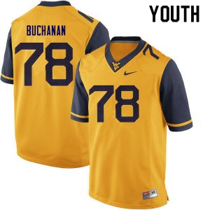 Youth West Virginia Mountaineers NCAA #78 Daniel Buchanan Gold Authentic Nike Stitched College Football Jersey VW15R51KZ